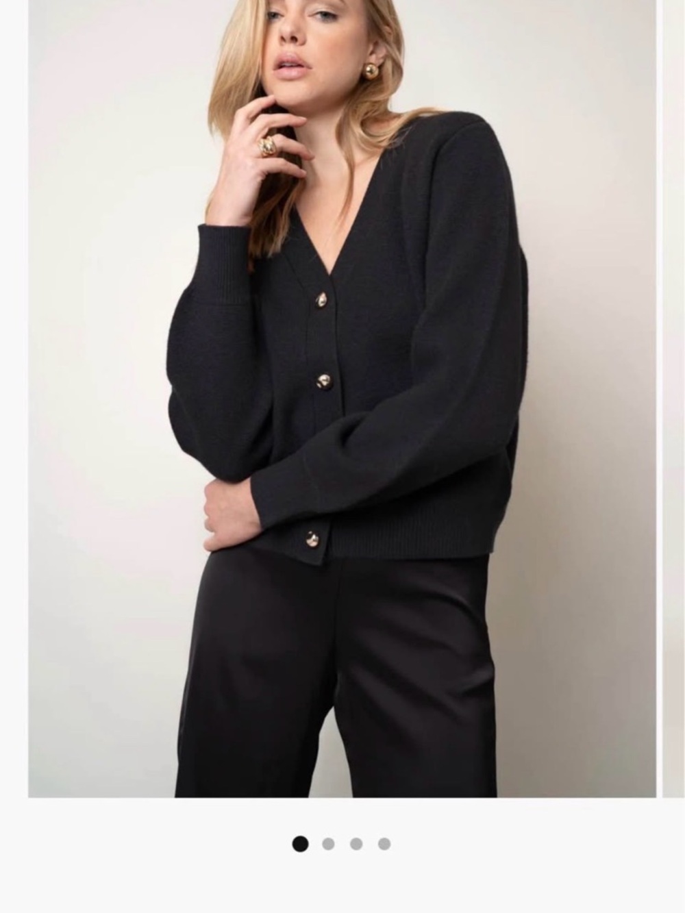 Cyrus Polished V-Neck Button Cardigan Sweater - Black. NWOT